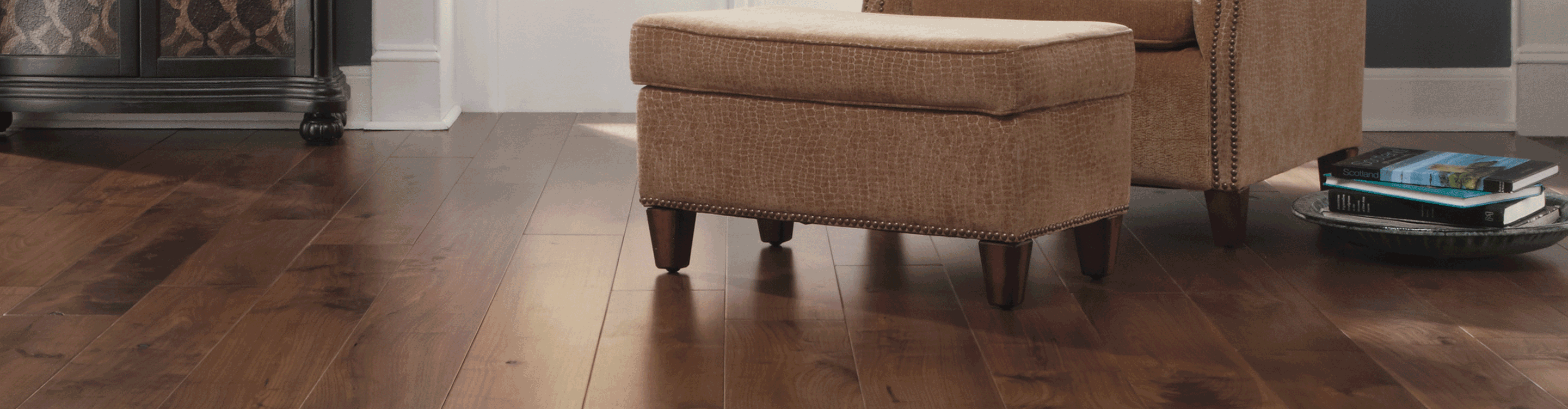 walnut hardwood flooring in living room