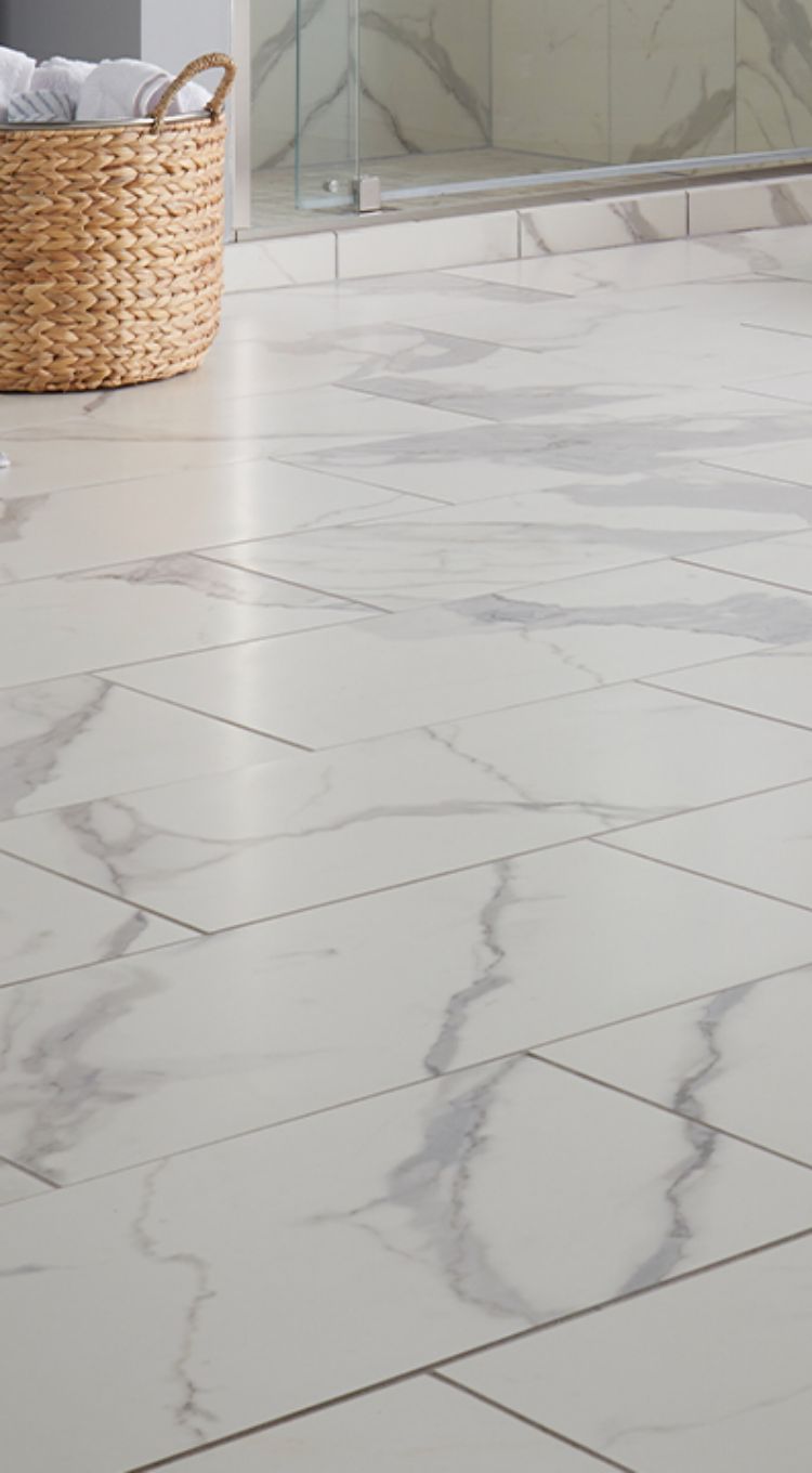 Installed tile flooring in bathroom